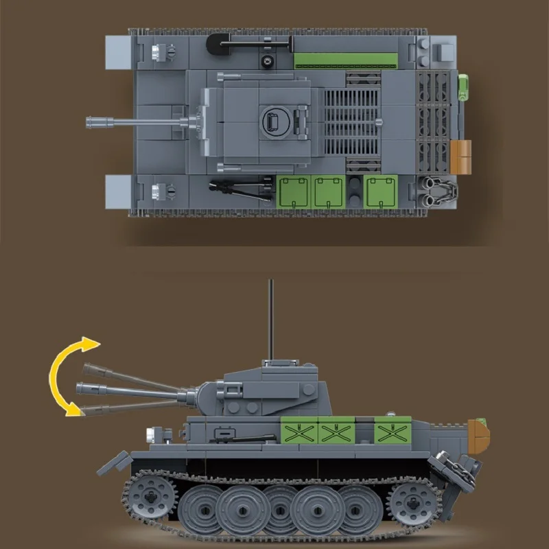 

MOC WW2 Military Scene Panzer II Tank L Armored Car Army Building Block Set Brick Educational Toy for Children Christmas Gifts