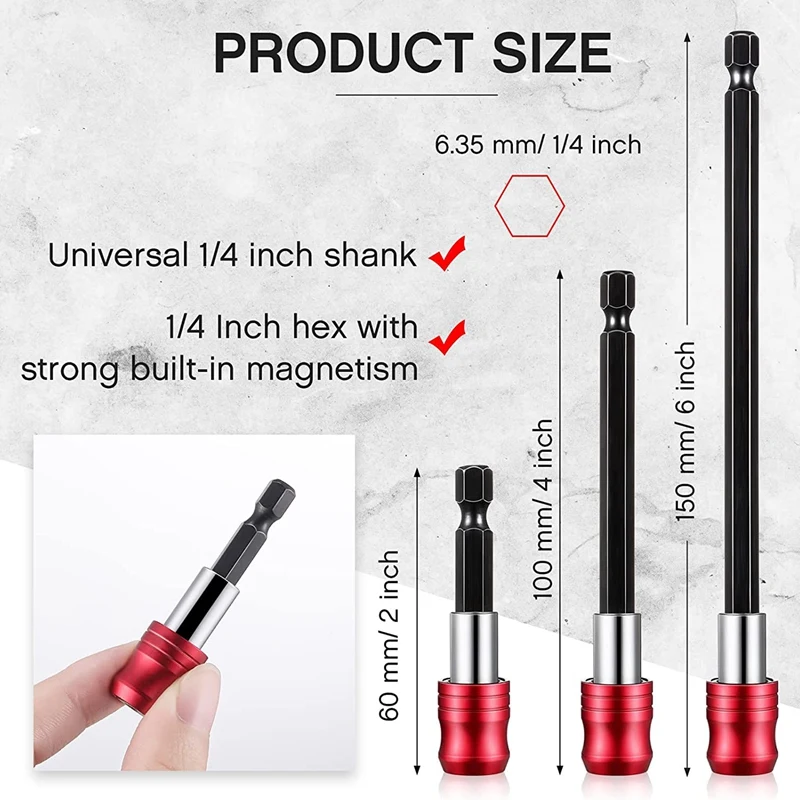 Акция! 12 шт. удлинитель для сверл 1/4 дюйма с шестигранным хвостовиком держатель