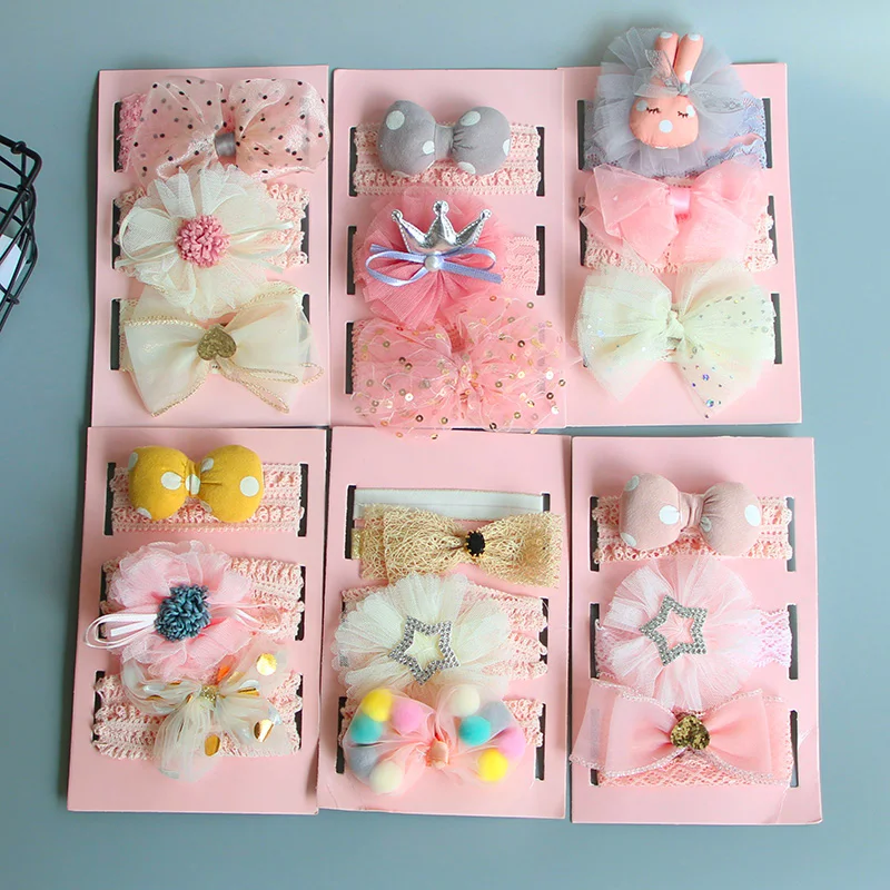 

3Pcs/Set Lace Bows Baby Headband For Girls Newborn Hairband Headbands Flower Kids Crown Infant Turban Baby Girl Hair Accessories