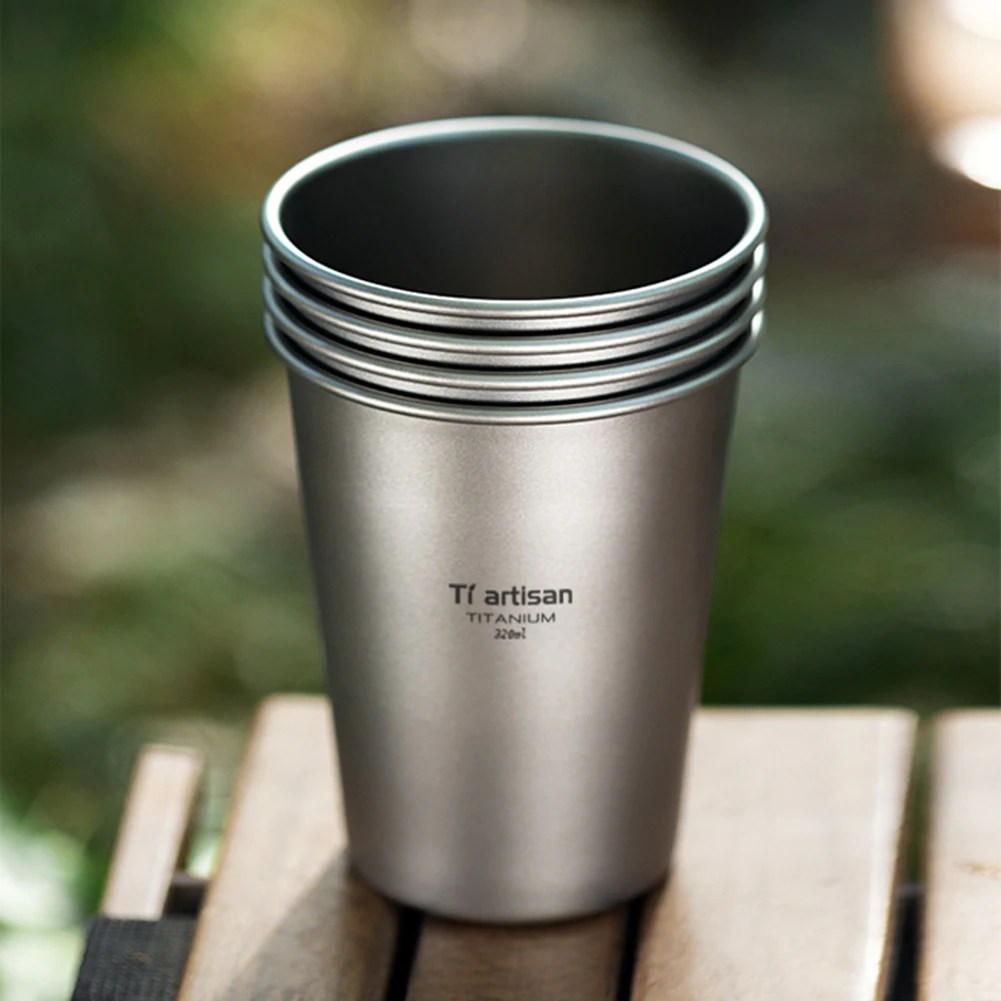 

1pc Tiartisan Beer Mug Pure Titanium Coffee Mug Single Wall Kitchen Drinkware Kids Beer Milk Water Cup 320ml Camping Tableware