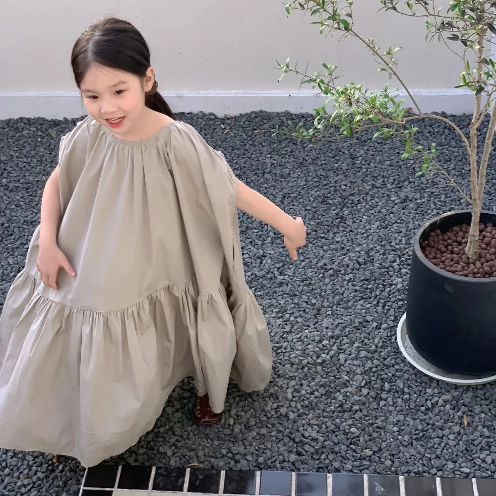 

2 To 12 Years 2023 Summer Teenager Kids Loose Casual Dress Children Clothing Girls Sleeveless Dress Maxi Long Korean-Style