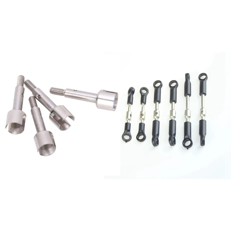 

4Pcs Steel Wheel Axle For Wltoys 144001 1/14 Rear & 1Set 144001 Aluminum Tie LINK Rods Set Pull Rod
