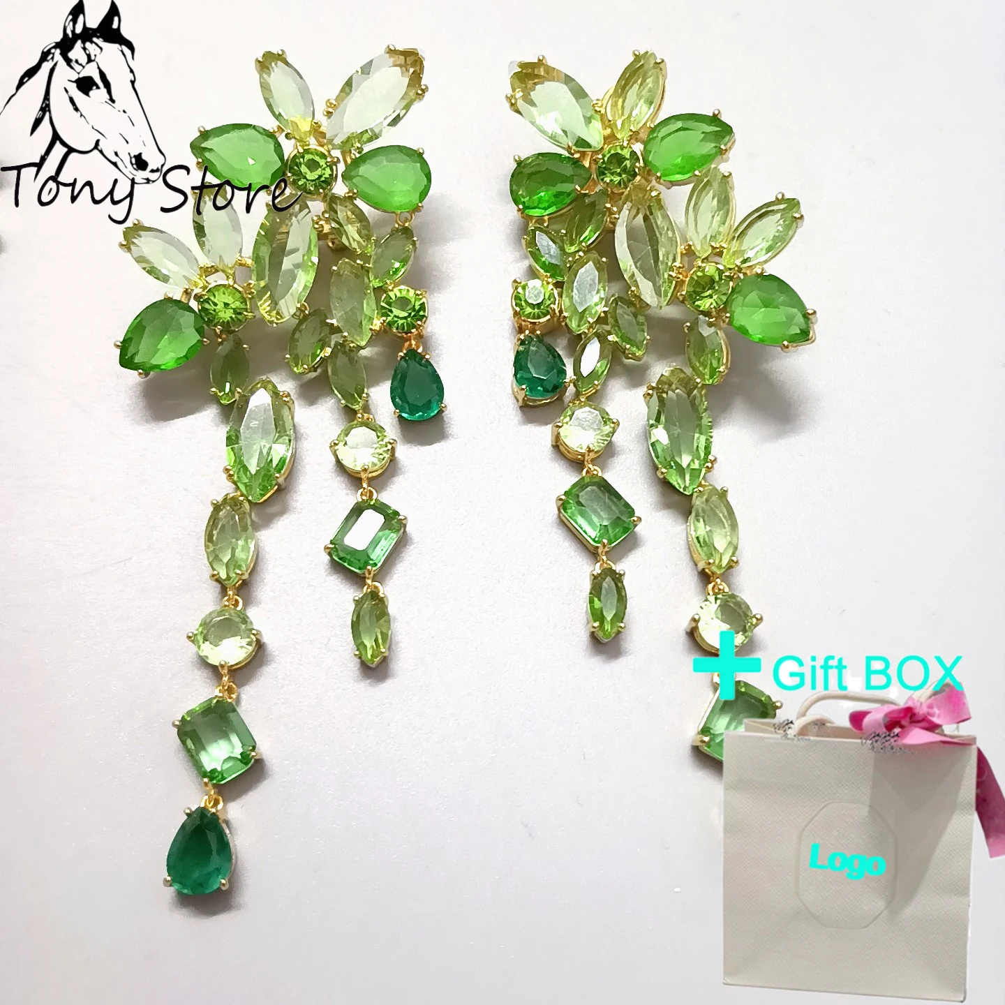 

SWA 2023 New Trend Women Jewelry Green Austrian Crystal Luxury Romantic Gift Blue Crystal Earrings Free Delivery Gith The Box