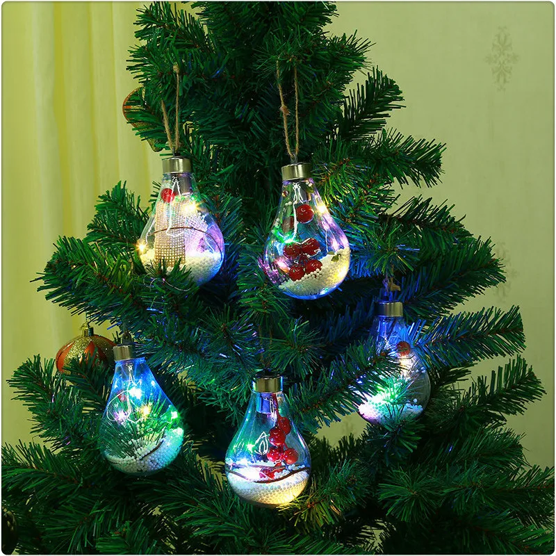 

Светодиодные прозрачные Рождественские шары, цветные Рождественские елочные украшения, шар, рождественские подвесные кулоны, домашний дек...