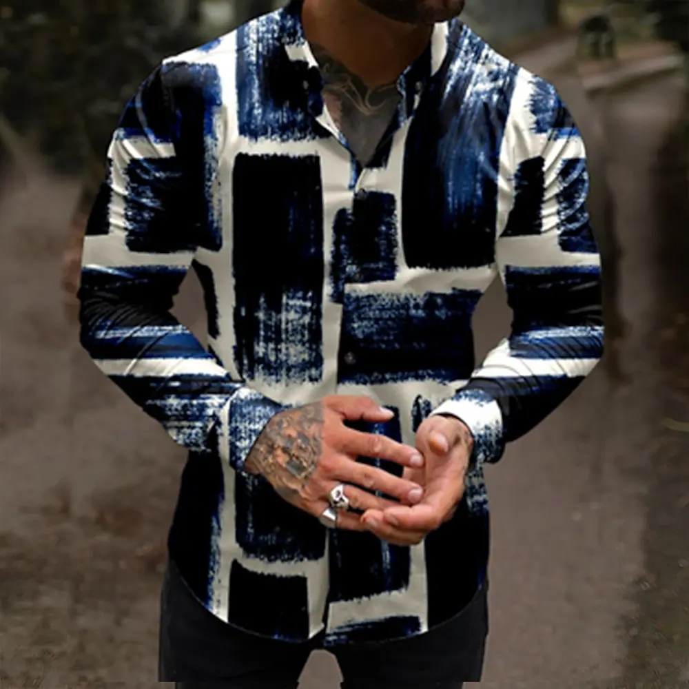 

Новинка Осень-зима 2021 Мужская рубашка с длинным рукавом 3d Cube Ca