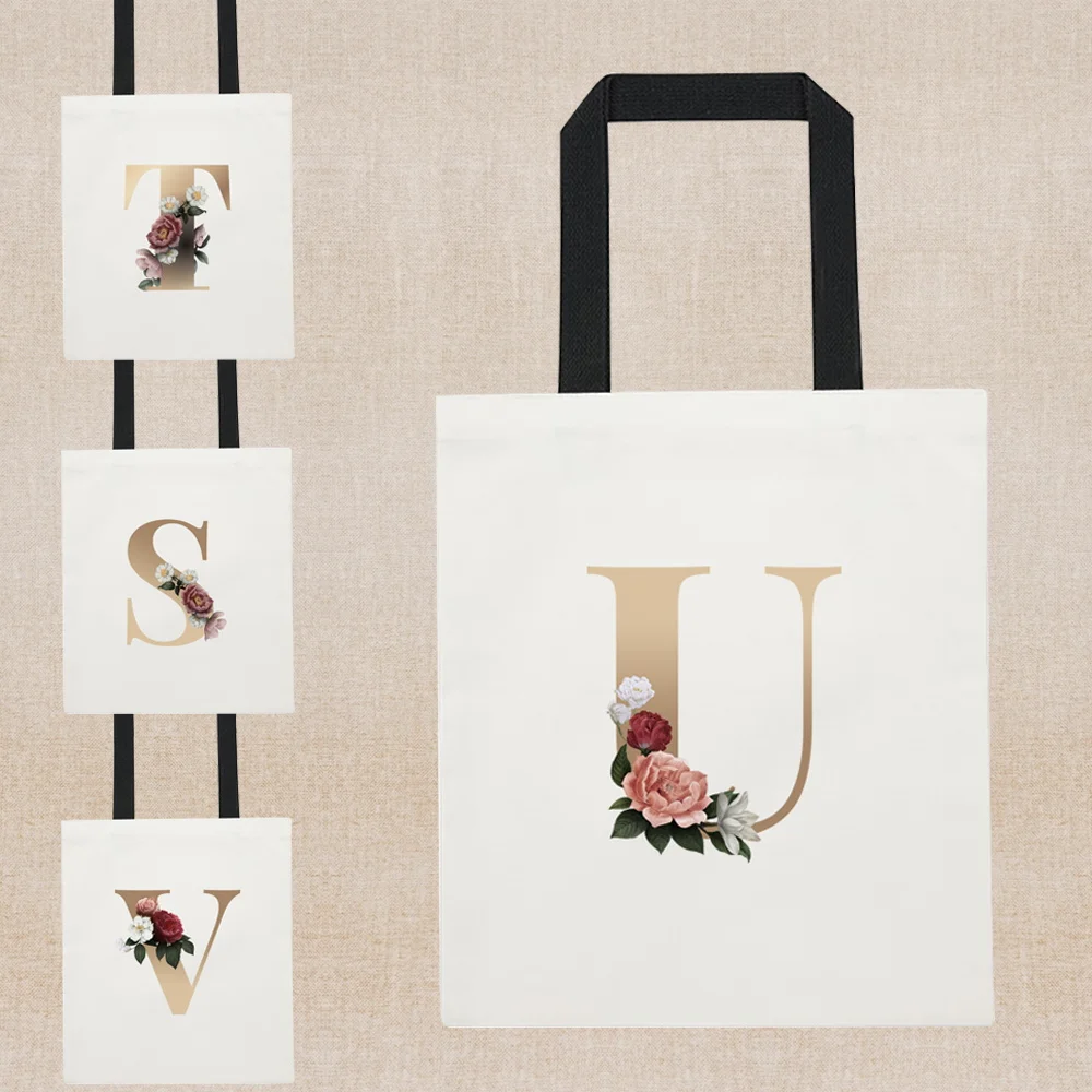 

Сумки для покупок с цветочным принтом и надписью, модная сумка-тоут, женские повседневные универсальные сумки, холщовые сумки на плечо, вмес...