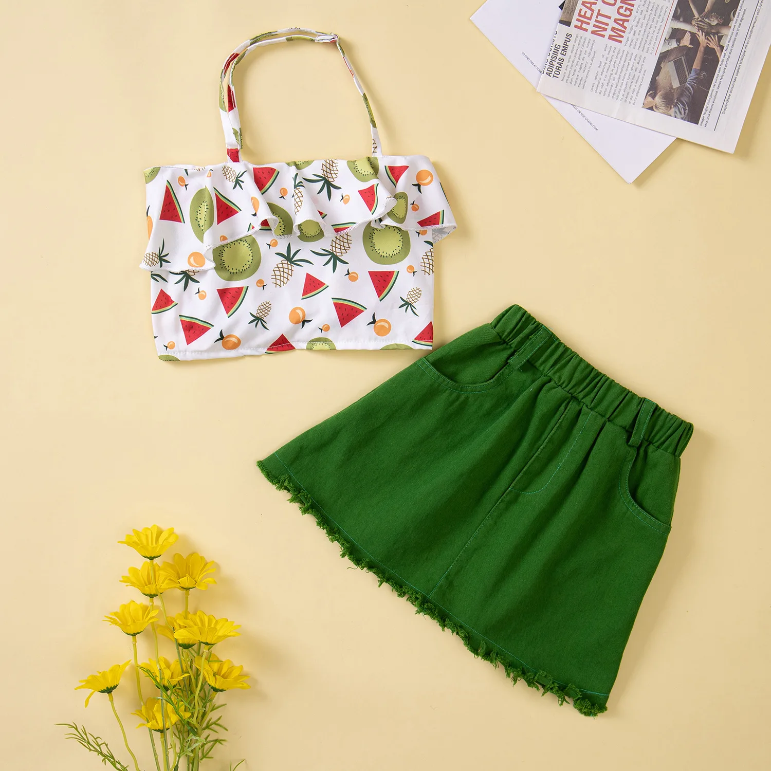 

Новинка лета 2022, детская одежда в европейском и американском стиле, костюмы для девочек, женские топы, блузка