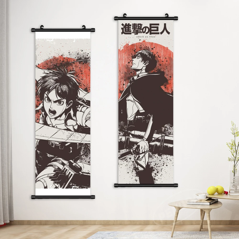 Винтажные картины манга Атака Титанов для гостиной Декор холст подвесной постер