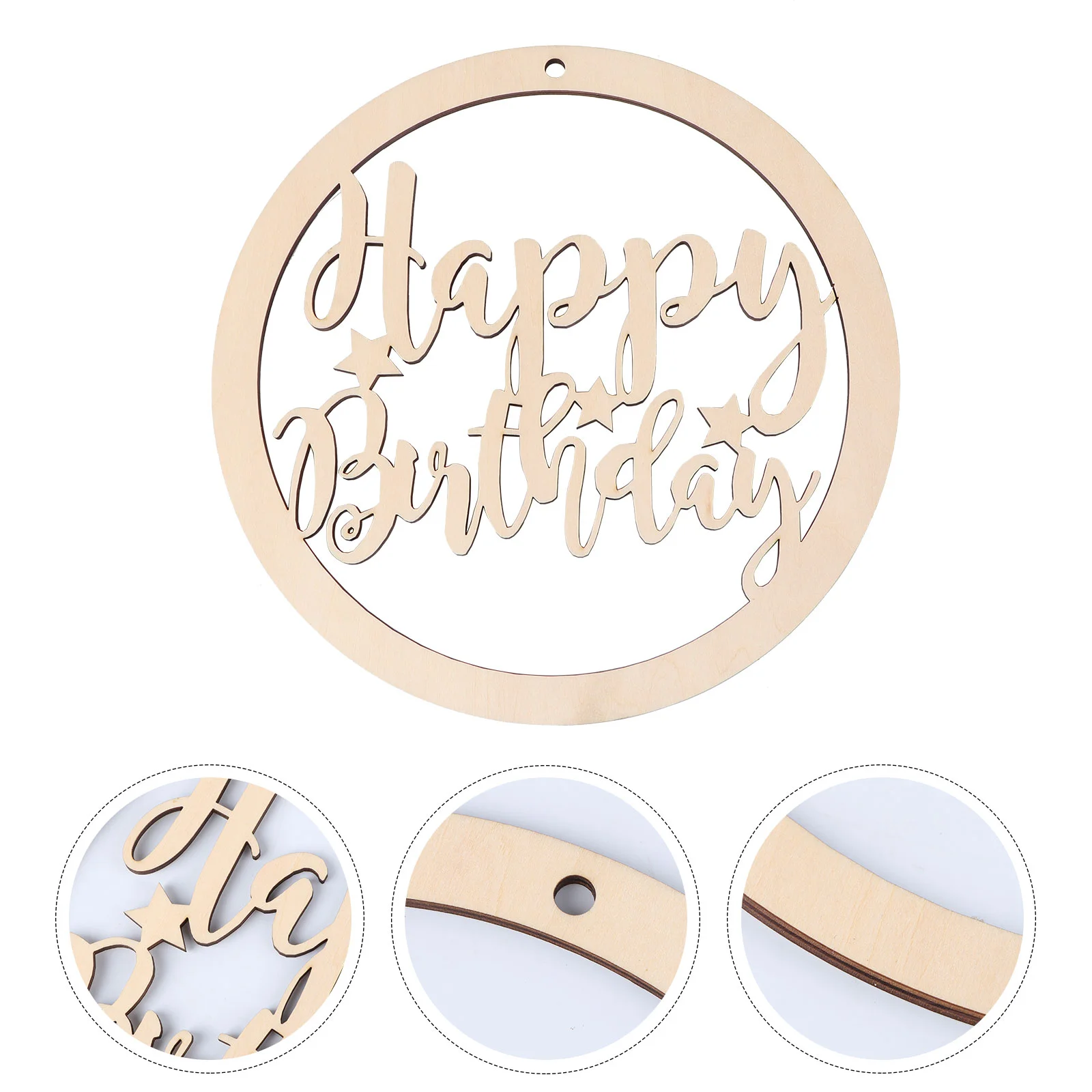 

Birthday Sign Hanging Wooden Happy Plaque Board Wall Wood Tag Party Signs Ornament Embellishments Door Supplies Banner Cutouts