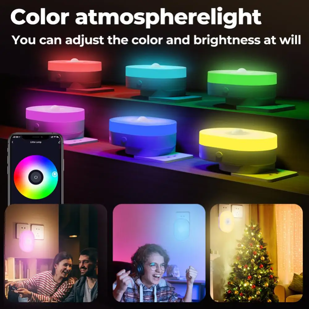 

App Voice Human Body Sensing Tuya Warm White Rgb Remote Control Bedroom Wifi Auto Night Lamp Children's Gift Eu/us/uk Plug Mini