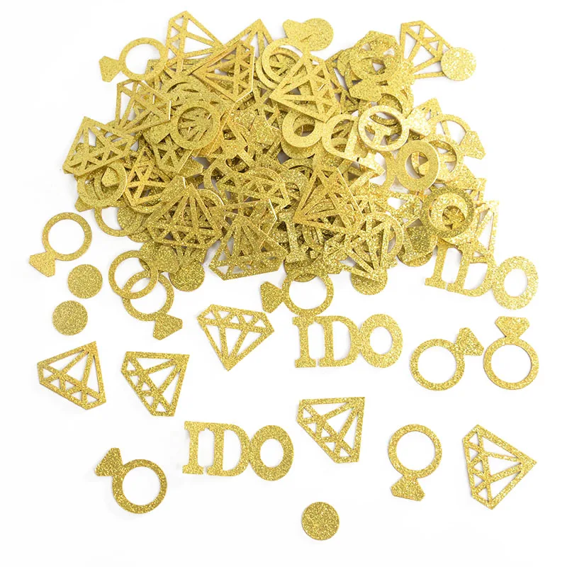 

100pcs/bag Gold Glitter Paper Ring Willy Confetti Wedding Party Bridal Shower Table Confetti Bachelorette Hen Party Decoration