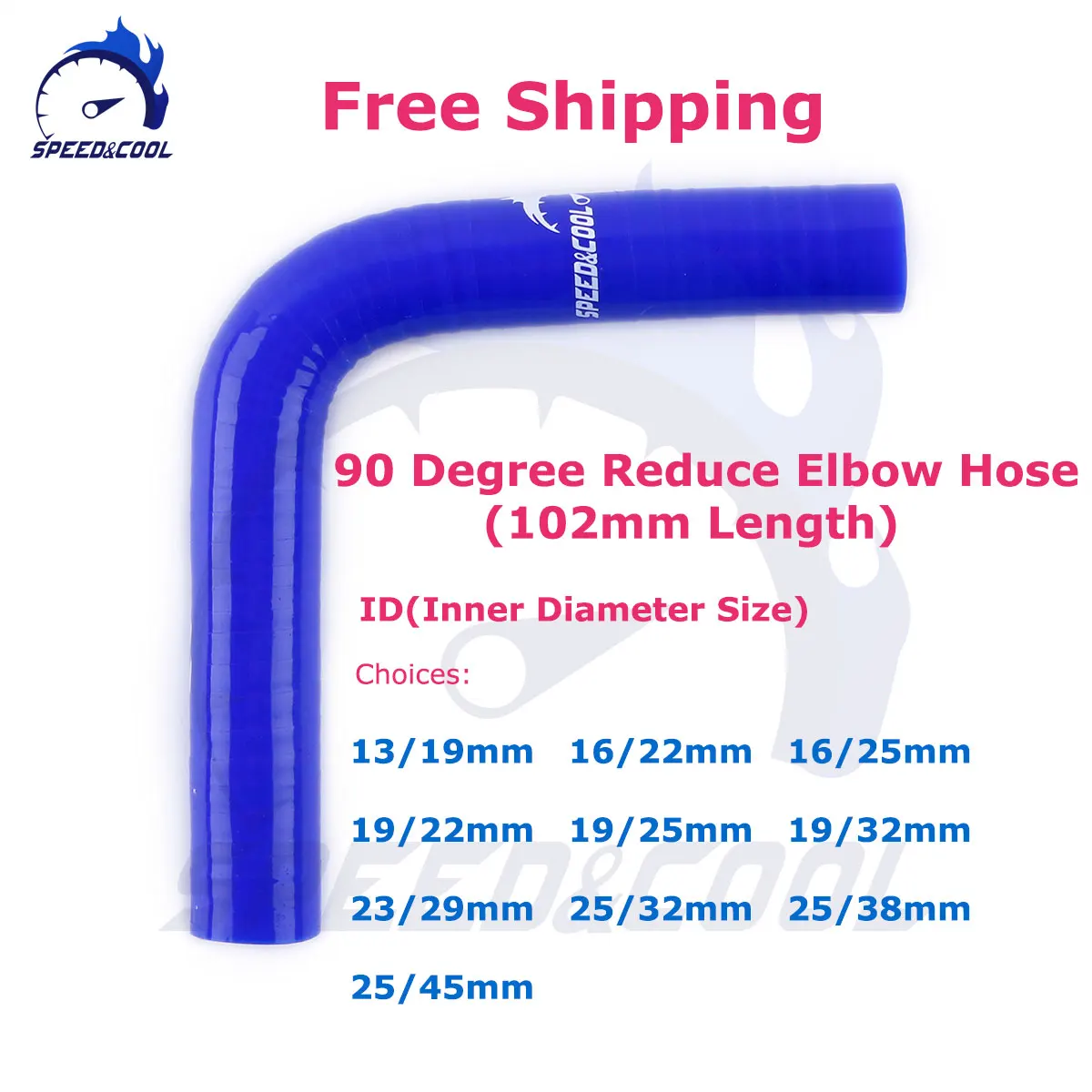 

ID 13mm 16mm 19mm 22mm 23mm 25mm 29mm 32mm 38mm 45mm 90 Degree Reduce Elbow General Silicone Coolant Intercooler Pipe Tube Hose