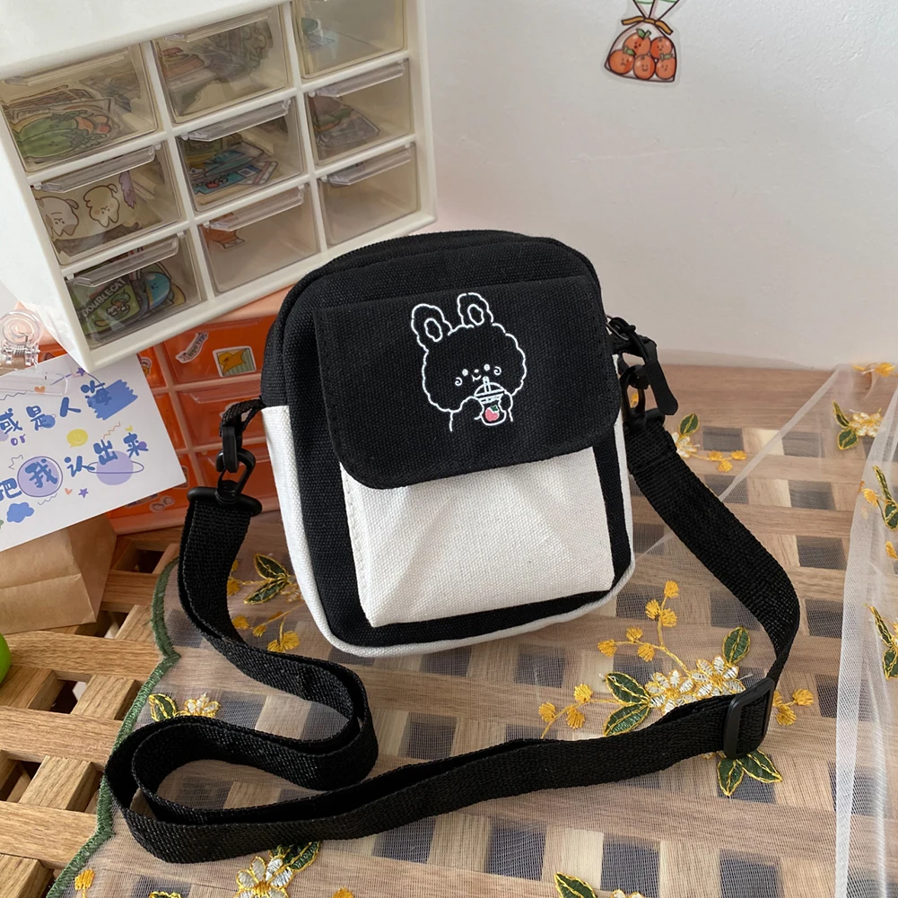 

Fashion Women Cartoon Canvas Shoulder Crossbody Bag Casual Ladies Mini Handbag Fashion Simple Ladies Bag Daily Mobile Phone Bag