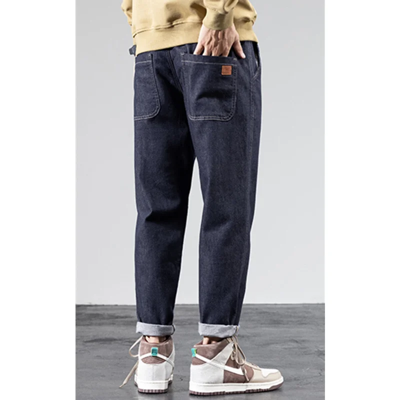 Men Clothing Autumn and Winter Straight Loose Cylinder Jeans Vintage Chaopai Large Comfortable Navy Blue Harun Trousers Female