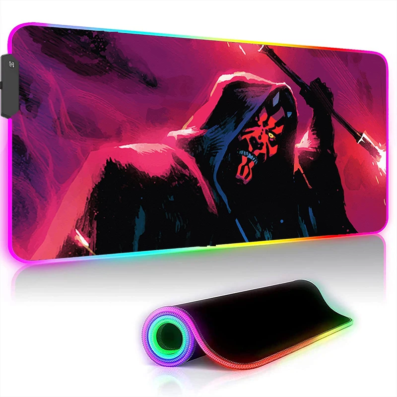 

Коврик для клавиатуры для компьютерной мыши RGB светодиодный игровой коврик для мыши Darth Maul Звездные войны светящиеся водонепроницаемые офи...