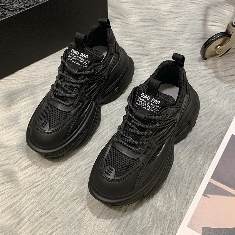 

Женские кроссовки на массивной подошве, повседневные кожаные кроссовки из сетчатой кожи, на платформе, лето 2022