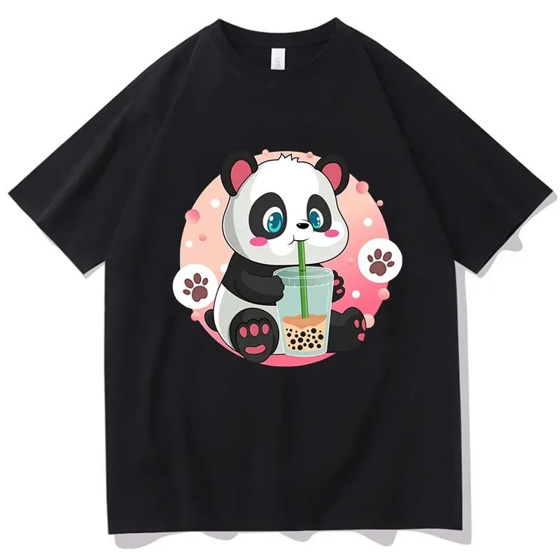 

Bubble Boba Milk Tea Panda 2023 Short Sleeve Tee Women Men Cartoon Japanese Anime Clothing Summer Y2k Streetwear Casual T-shirt