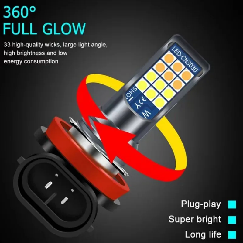 2 шт. Автомобильные противотуманные фары H8 H9 H1 H3 H4 H7 H11 9005 HB3 9006 HB4 4300K 6000K