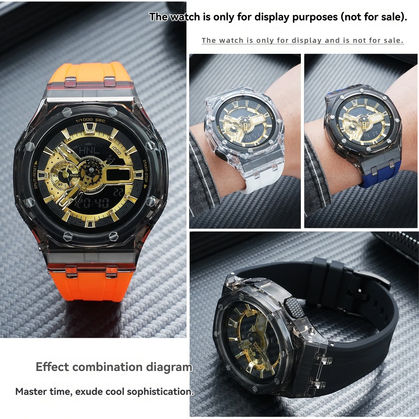 Фото Силиконовый ремешок и чехол для часов, комплект аксессуаров Black Warrior Mod для Casio G-SHOCK GA-100 GA-110 GA-120, сменный ремешок и чехол в комплекте №3