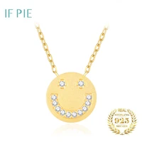 if pie fashion smile smiley face zircon female short necklace clavicle chain 925 sterling silver necklace aromatherapy jewelry