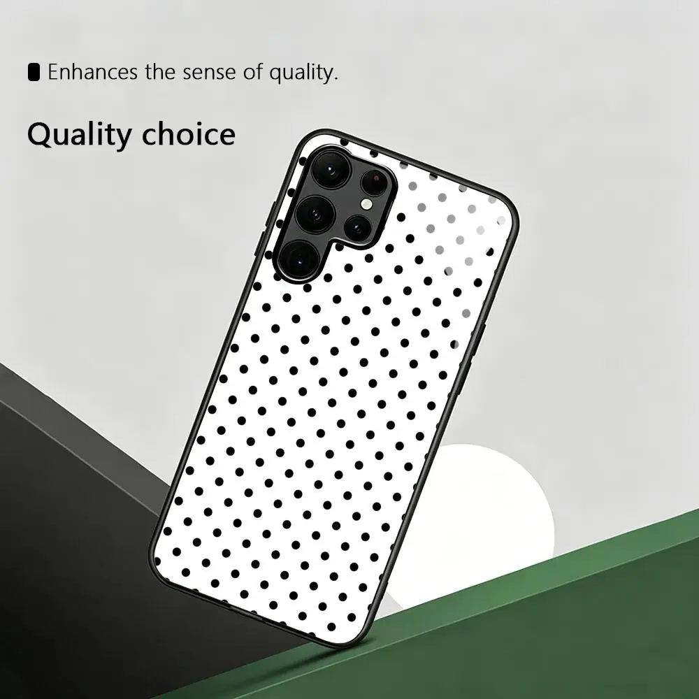 Фото Минималистичный черно-белый чехол в горошек для Samsung S26 S25 S24 S23 S22 S21 S20 Plus Ultra Note20, стеклянный магнитный чехол №5