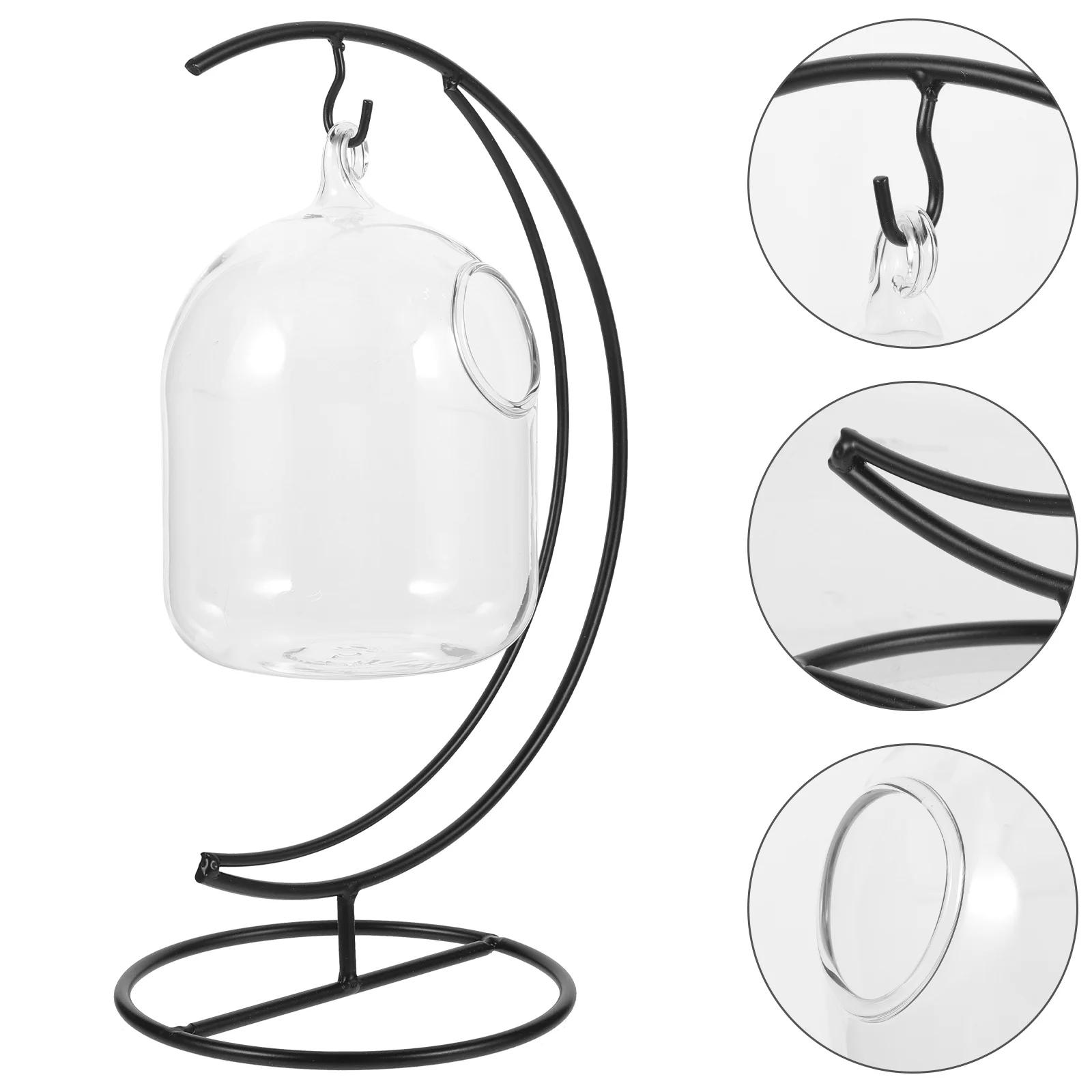 

Hanging Glass Fish Tank Bowl Desktop Aquarium Clear Vases Multifunction Small Iron Household Betta