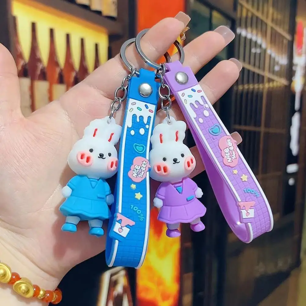 

Creative Rabbit Key Pendant Gift Rabbit Key Ring Three-dimensional Kawaii Bunny Shape Key Chain Bag Ornament Decorative