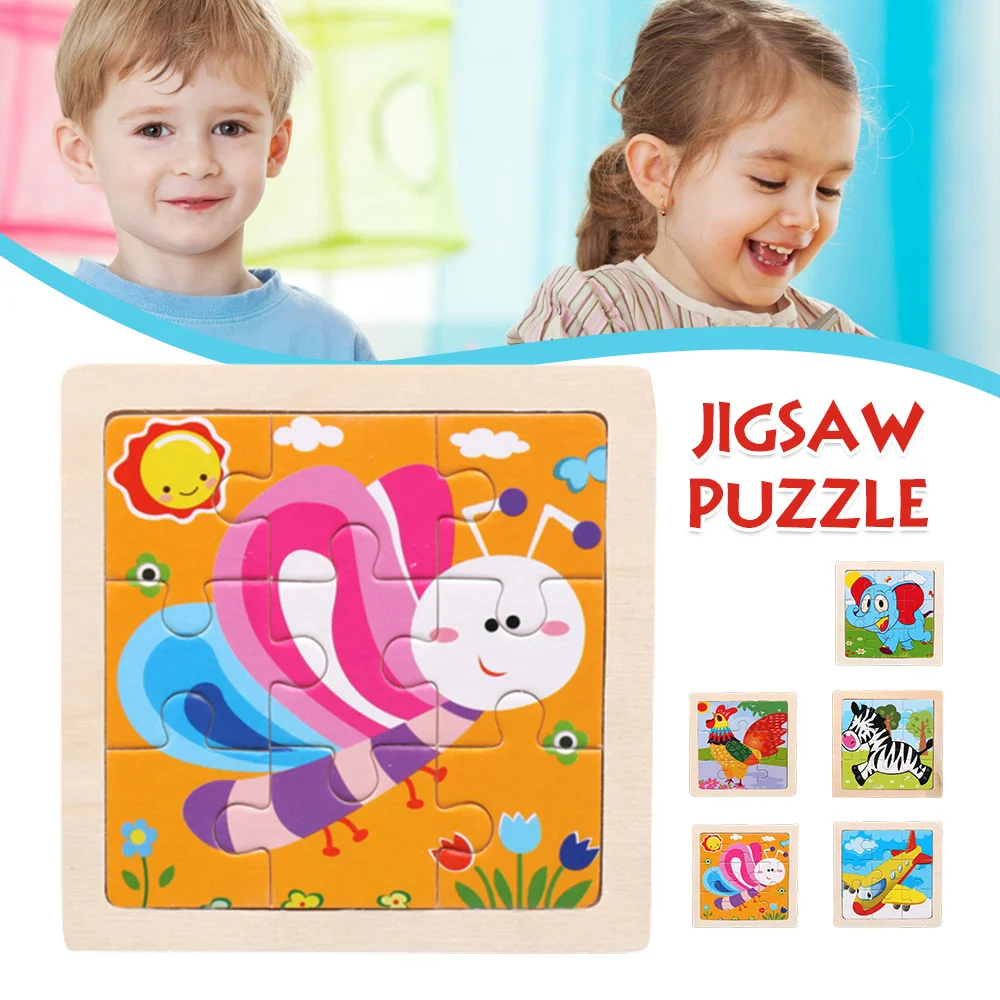 

Kids Wooden Cartoon Cognitive Puzzle Baby Colorful Educational Toy for Toddler Assembly Puzzles Jigsaw Puzzles AN88