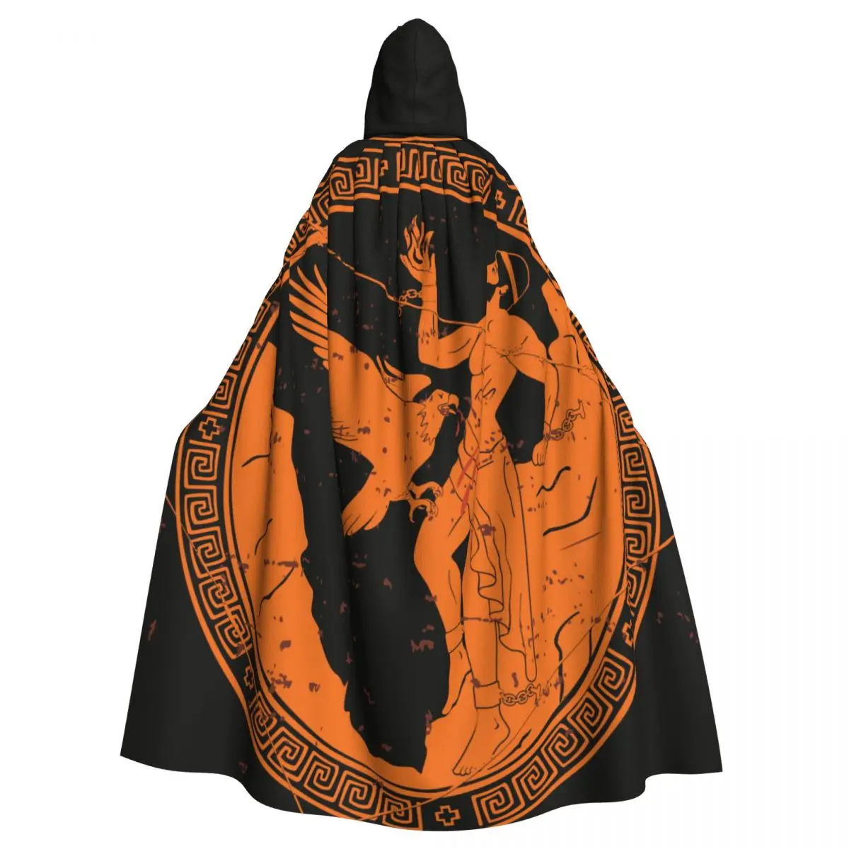 

Унисекс взрослый древний греческий бог прометеус с плащом огня с капюшоном длинный костюм ведьмы косплей