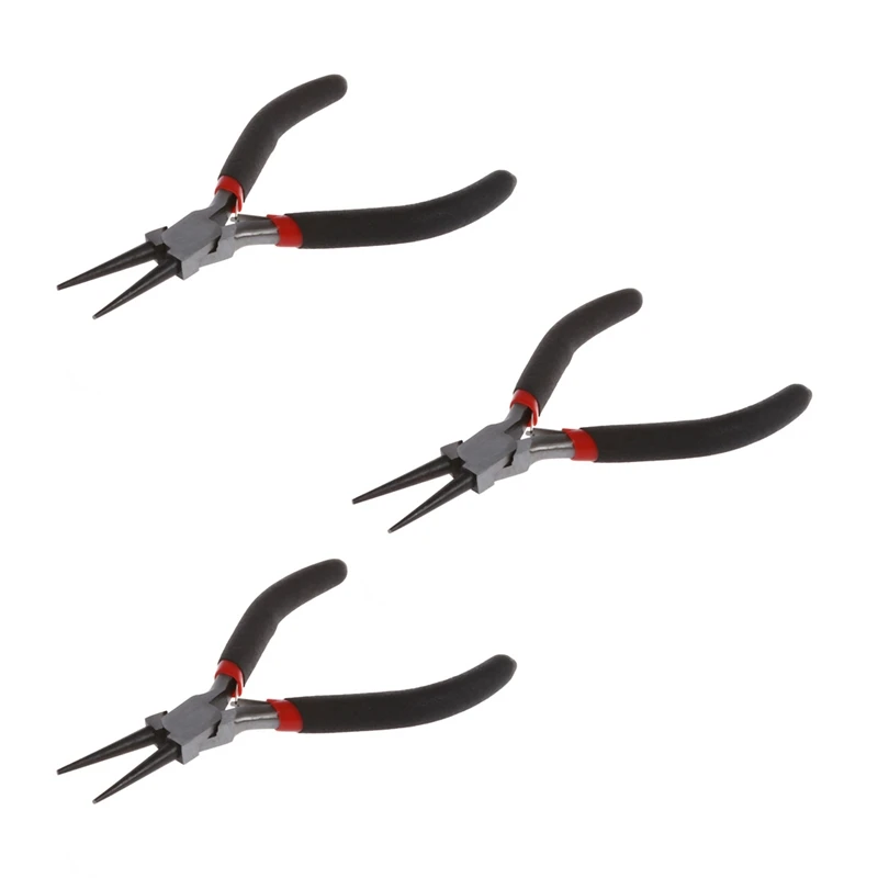 

3X Round Nose Pliers Hobby Craft Beading Jewellery Making Tool Black