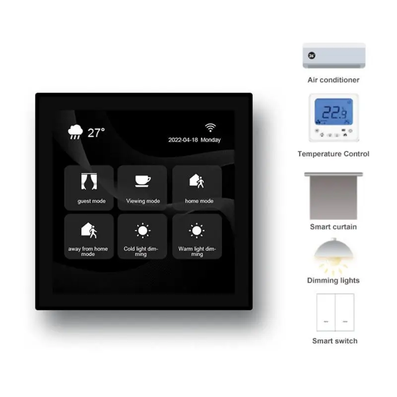 

WiFi Smart Central Control Panel Multiple Touch Screen Voice Control ZigBee Gateway Built-in Intelligent Scenes 4 Inches Screen