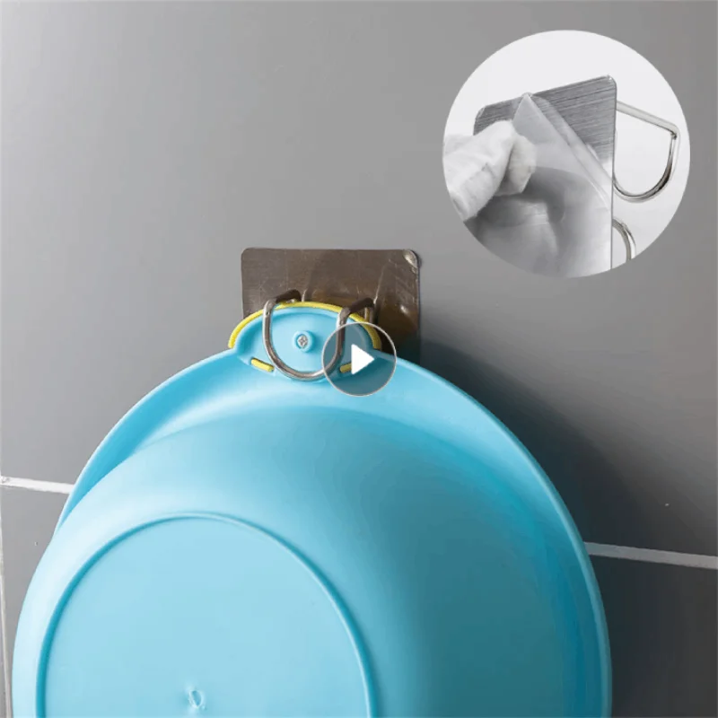 

1Pcs Punch-Free Sticky Bathroom Kitchen Traceless Washbasin Save Space Organizer Wall Mount Hook Holder Adhesive Storage Rack