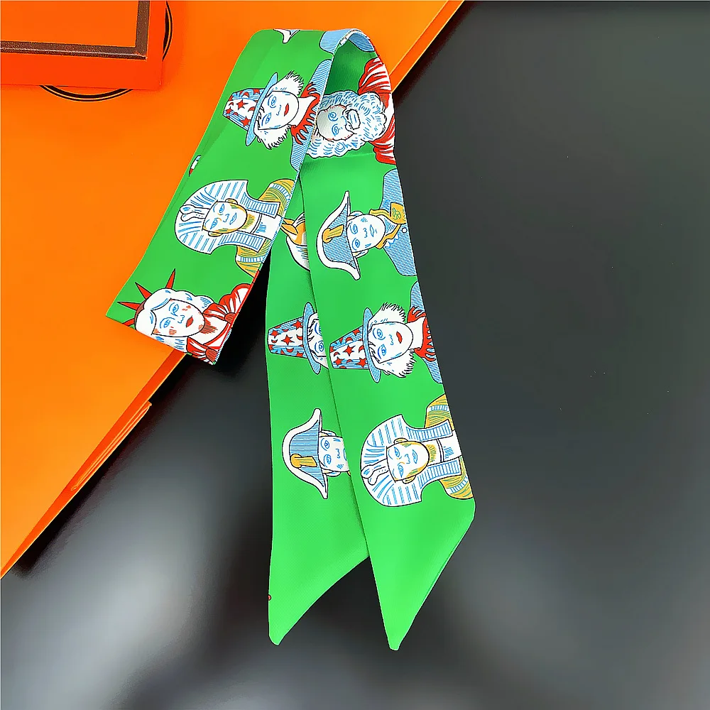 Новый дизайн 2022 брендовые Саржевые шелковые шарфы с мультипликационным роботом