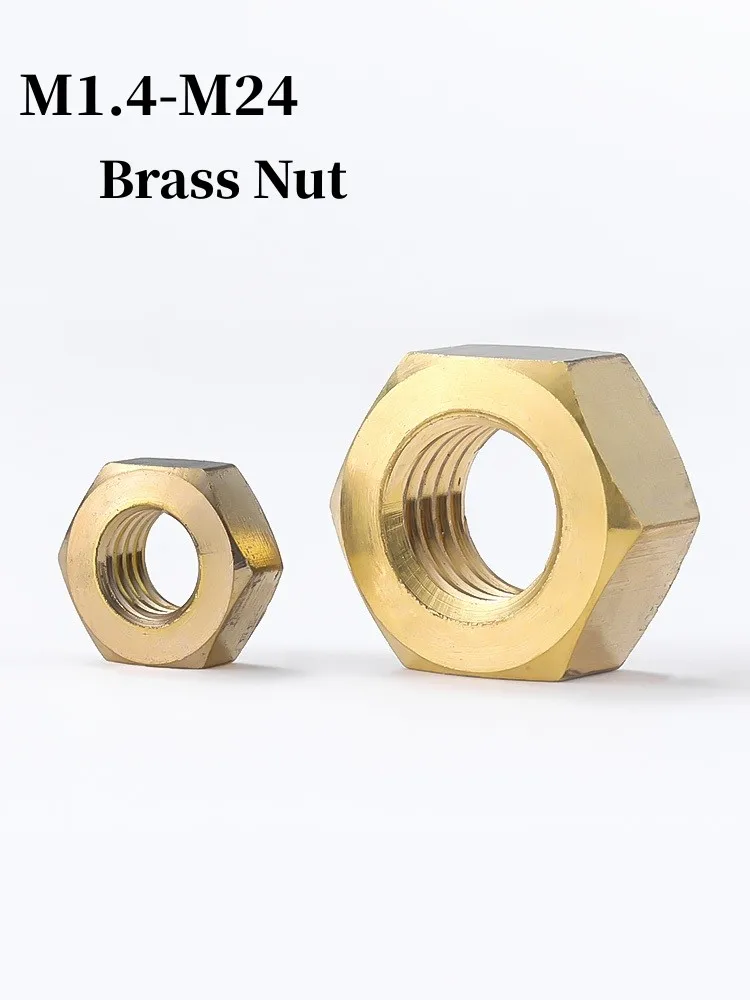 

1-50pcs DIN934 Solid Brass Copper Hex Hexagon Nut for M1.4 M1.6 M2 M2.5 M3 M4 M5 M6 M8 M10 M12 M14 -M24 Screw Bolt