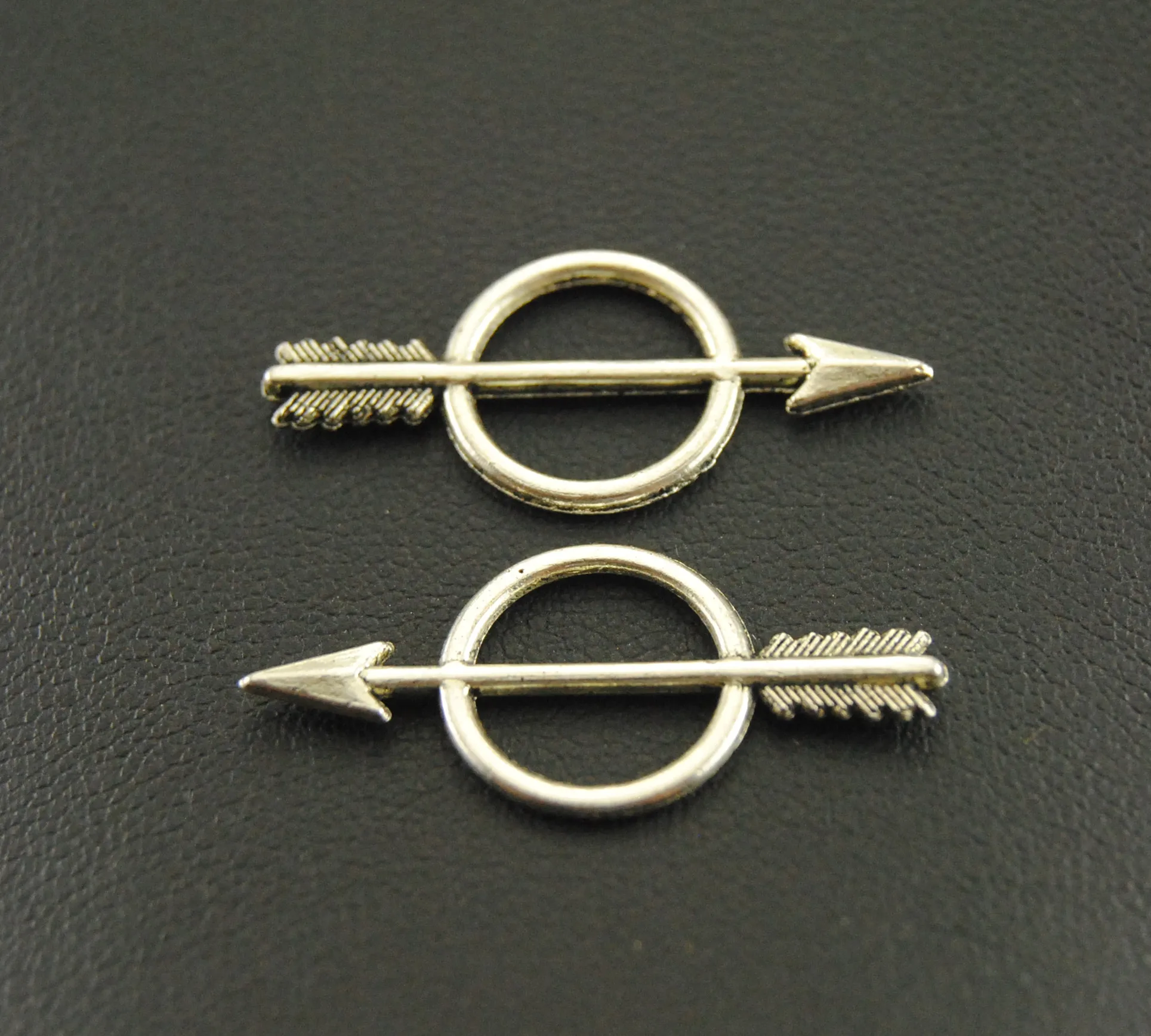 50 шт. Серебряное перо круглая стрела Шарм-соединитель Diy Ювелирная фурнитура