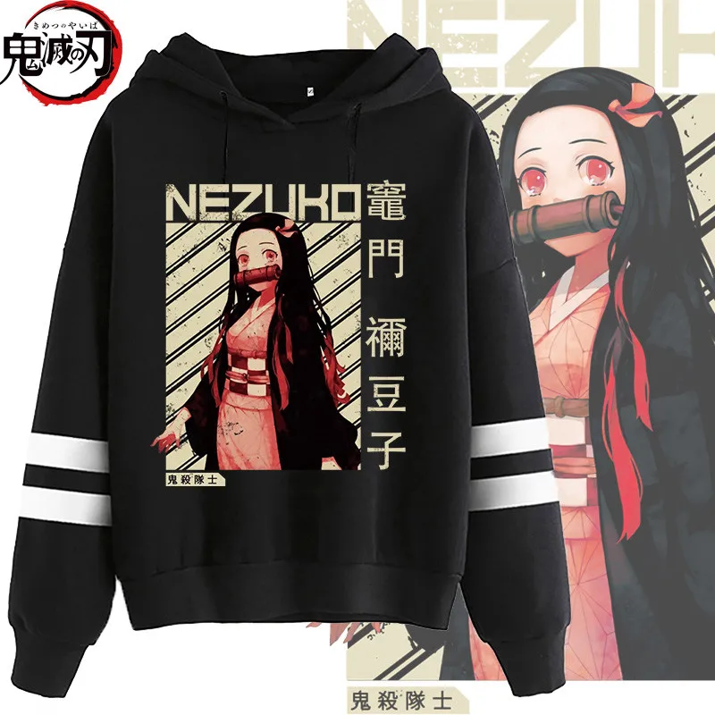 

Japanese Anime Demon Slayer Hoodie Men Women Kamado Tanjirou Kamado Nezuko Printed Hooded Sweatshirts Tops Male Pullover Unisex