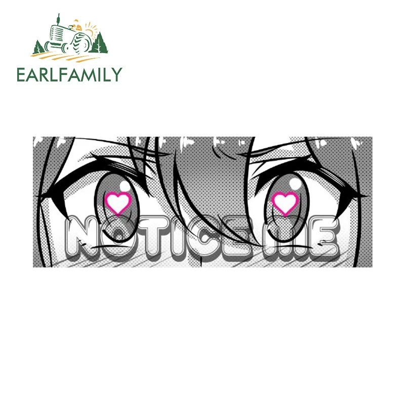 

EARLFAMILY аниме глаза Chibi Slap, автомобильная наклейка Hentai с сердцем сенпай, виниловые наклейки, стикеры «Обратите внимание на меня», классические Ahegao Peek