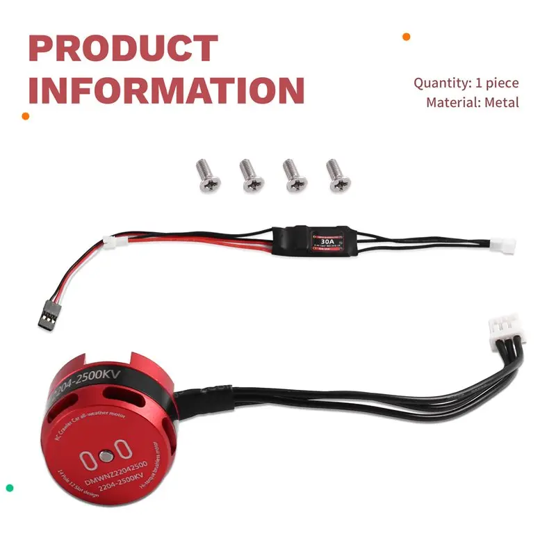 Бесщеточный мотор CYGJ-2204 2500Kv PH3.0 (Outrunner) для радиоуправляемых краулеров Axial SCX24 118 124 с ESC 30A (art.: 3920dab9154f2) - 3920dab9154f2