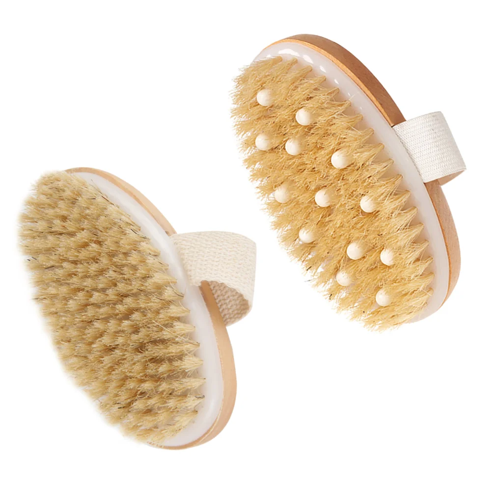 

2Pcs Adult Shower Brush Wooden Massager Brush Multi-function Bath Brush