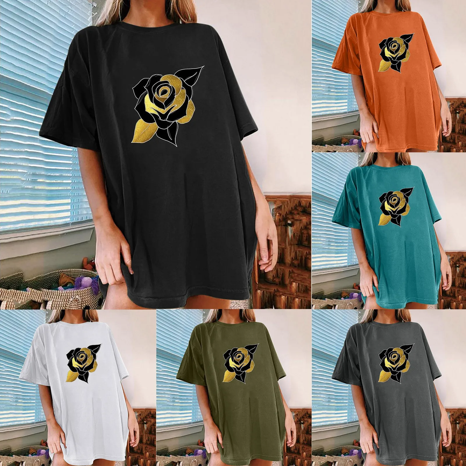 

Women's Casual Shirt Top Short Sleeve Vintage Printed Pattern Long Sleeve Cuff Shirt Women Super Soft Tee Shirts Women