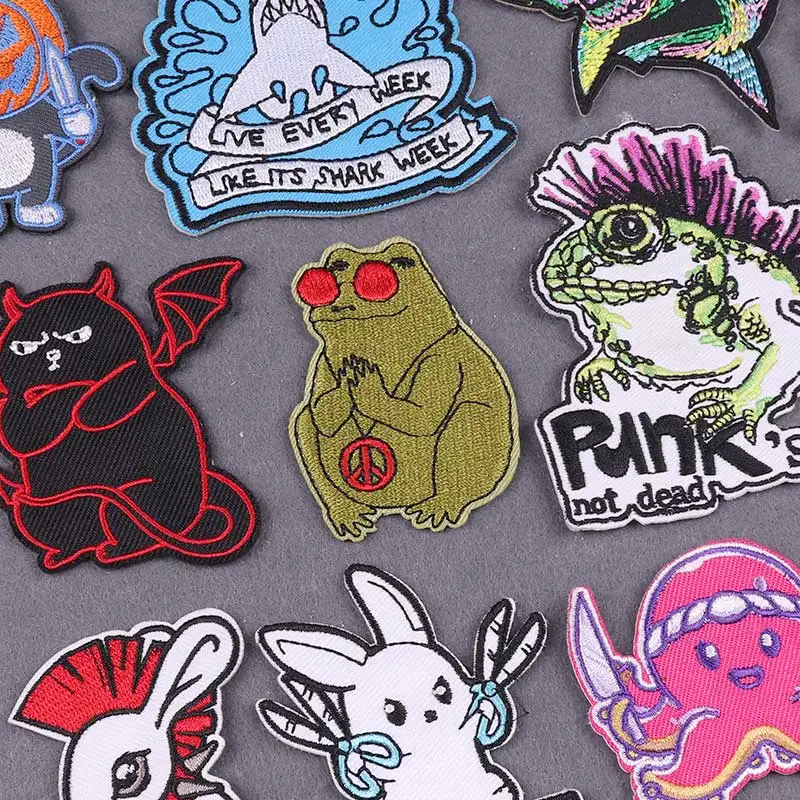 

Hip Pop Patch Iron On Patches For Clothing Punk Embroidery Patch On Clothes DIY Cool Animal Clothes Patches With Iron Badges