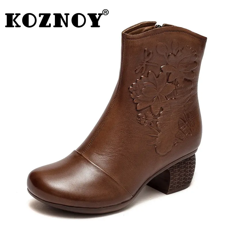 

Женские ботинки из натурального лотоса, 5 см, на молнии