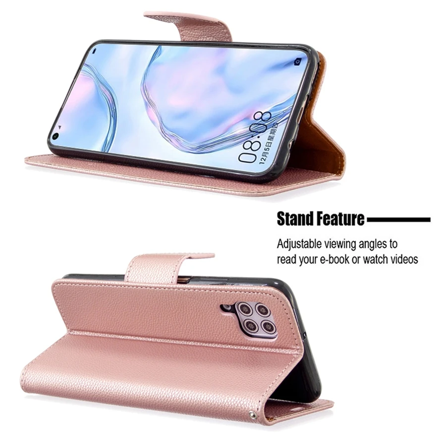 Wallet Litchi Pattern Flip Leather Case For Huawei P50 P50 Pro P40 P30 P20 Lite Pro P Smart 2021 Mate 30 20 Lite Y5 Y6 Y7 2019