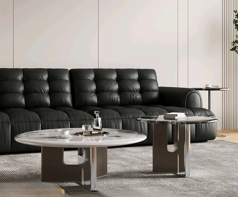 Итальянский светлый роскошный размер круглый журнальный столик минималистичный