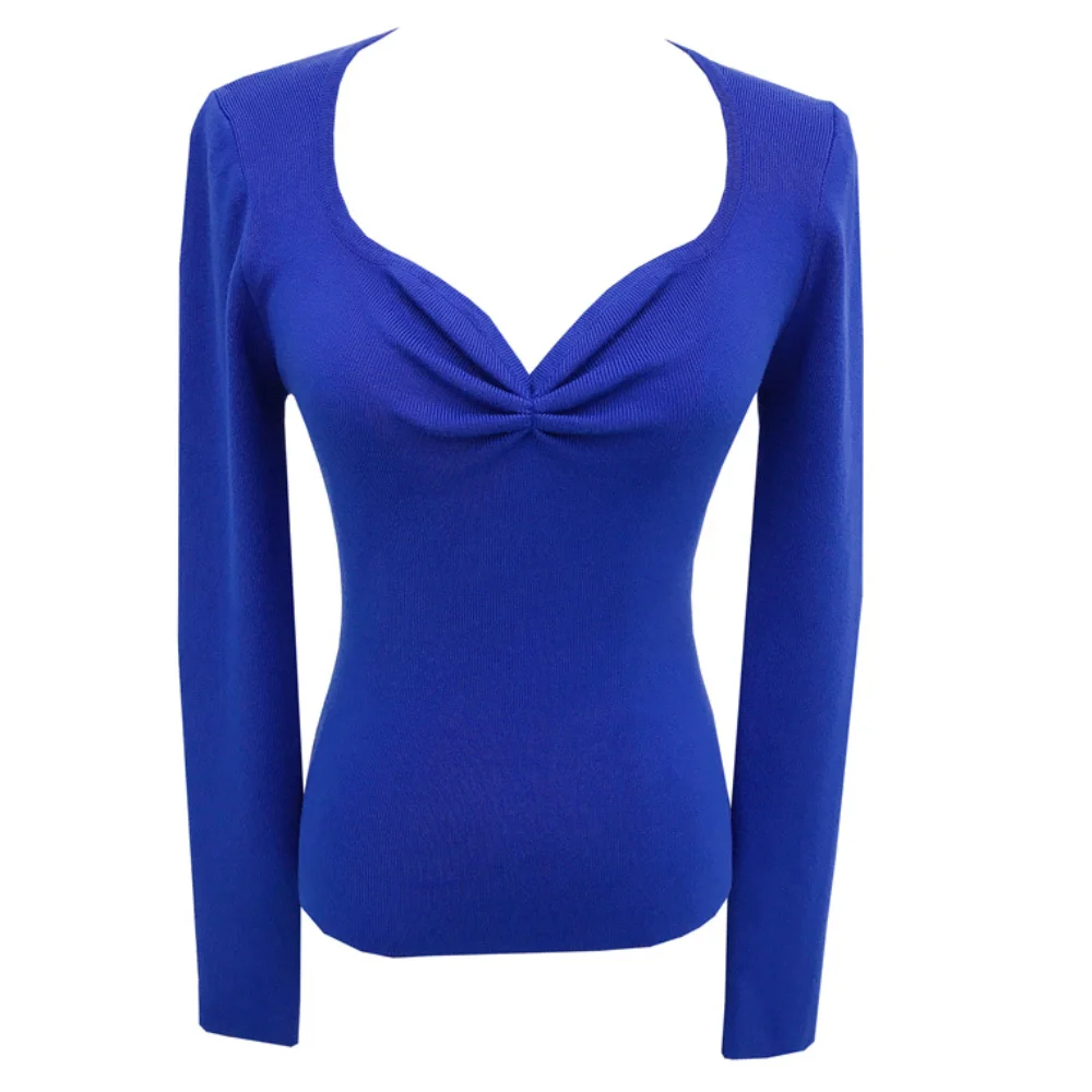 

Свитер женский трикотажный с V-образным вырезом и длинным рукавом