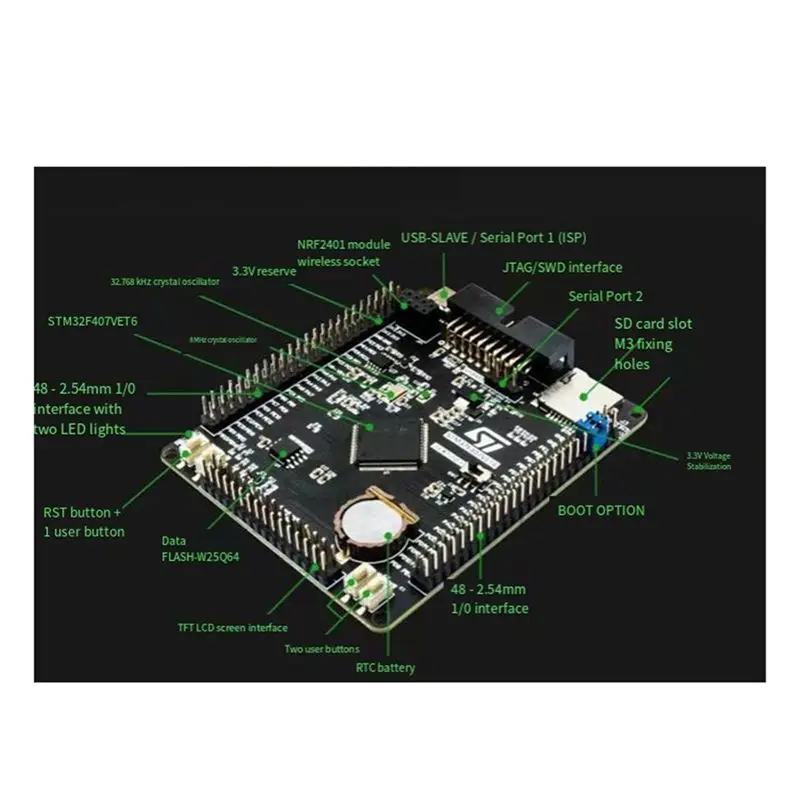 Плата-конструктор ABZW STM32F407VET6 STM32 System Core Board, отладочная плата STM32F407 F407 Cortex, однокристальная учебная плата (art.: 3920db315e012) - 3920db315e012
