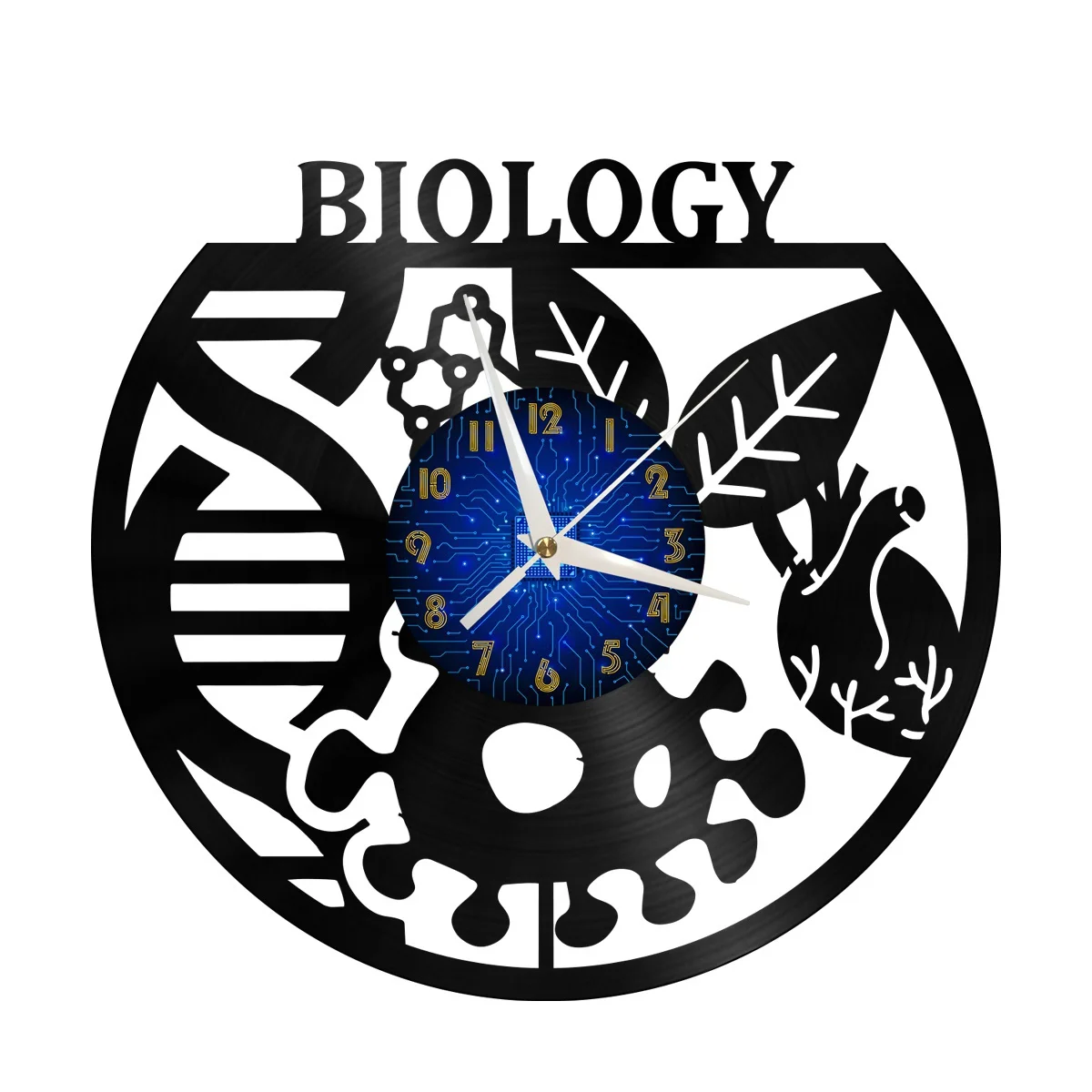 

Biology Vinyl Wall Clock, Vinyl Record Clock Wall Art Silent & Non-ticking