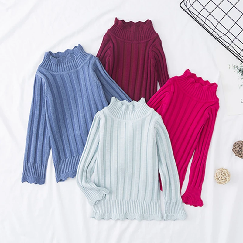 

Autumn Winter Kids Baby Boys Girls Pullover Sweaters Baby Boys Girls Long Sleeve Stripe Turtleneck Knit Children's Sweaters