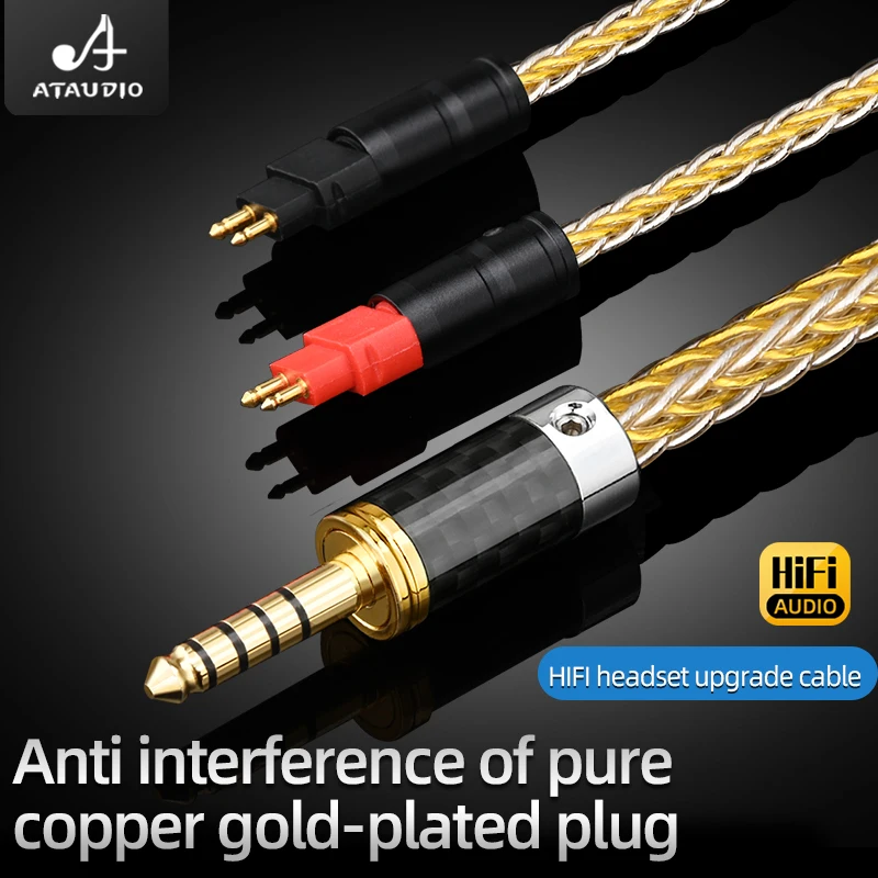 

ATAUDIO HiFi кабель для наушников высокой чистоты 7N OCC Core с позолоченным штекером, кабель для наушников HD650 HD580 HD600S HD600 HD25