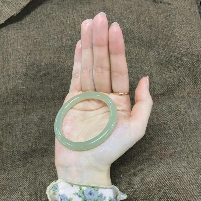 Hetian нефритовый браслет Синьцзян натуральный маленький тонкий круглый стержень